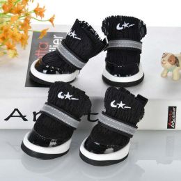 Wholesale pet dog shoes soft bottom reflective breathable sneakers - Black - number 4