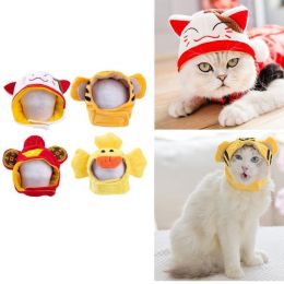 Funny Cat Hat Cartoon Duck Tiger Cosplay Costume Headgear Cute Pets Dog Cap Puppy Kitten Dress Up Accessories - red