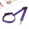 Solid Color Two-in-one Pet Car Seat Belt Nylon Lead Leash Backseat Safety Belt Adjustable Dogs Harness Collar Pet Accessories - Purple