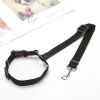 Solid Color Two-in-one Pet Car Seat Belt Nylon Lead Leash Backseat Safety Belt Adjustable Dogs Harness Collar Pet Accessories - Black