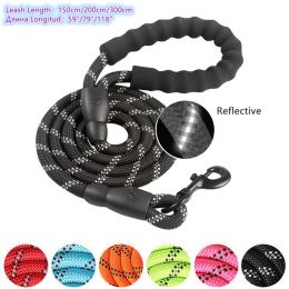150/200/300cm Strong Dog Leash Pet Leashes Reflective Leash For Small Medium Large Dog Leash Drag Pull Tow Golden Retriever - Blue - 1.0cm 150cm