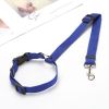 Solid Color Two-in-one Pet Car Seat Belt Nylon Lead Leash Backseat Safety Belt Adjustable Dogs Harness Collar Pet Accessories - Blue
