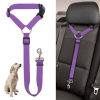 Solid Color Two-in-one Pet Car Seat Belt Nylon Lead Leash Backseat Safety Belt Adjustable Dogs Harness Collar Pet Accessories - Blue