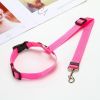 Solid Color Two-in-one Pet Car Seat Belt Nylon Lead Leash Backseat Safety Belt Adjustable Dogs Harness Collar Pet Accessories - Rose