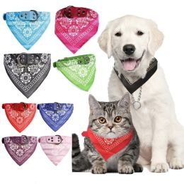 Cute Adjustable Small Dog Collars Puppy Pet Slobber Towel Outdoor Cat Collar Dog Bandana - Blue - M