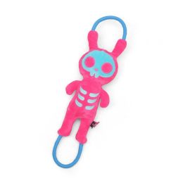 pet plush toy handle skull - rose red