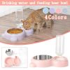 Pet Cat Bowl Stainless Steel Multifunctional Dog Cat Bowl With Water Bottle Drinking Water Feeding Bear Bowl gatos - Blue
