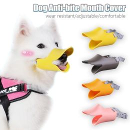 Adjustable Dogs Anti-bite Mouth Cover Muzzle Silicone Duck Mouth Mask For Dog Stop Barking Dog Pet Mouth Cover Pet Dog Supplies - Red - L