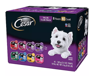 Cesar Canine Cuisine Wet Dog Food, 8 Flavor Variety Pack Classic Loaf in Sauce (3.5 oz., 40 ct.) - 3.5 oz., 40 ct