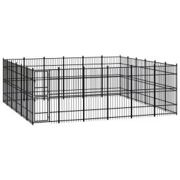 Outdoor Dog Kennel Steel 357.1 ftÂ² - Black