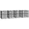 Outdoor Dog Kennel Steel 158.8 ftÂ² - Black