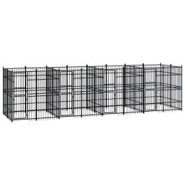 Outdoor Dog Kennel Steel 158.8 ftÂ² - Black