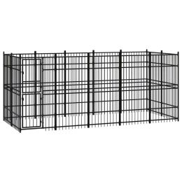 Outdoor Dog Kennel Steel 99.2 ftÂ² - Black