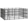 Outdoor Dog Kennel Steel 198.4 ftÂ² - Black