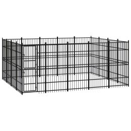Outdoor Dog Kennel Steel 198.4 ftÂ² - Black