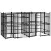 Outdoor Dog Kennel Steel 79.3 ftÂ² - Black