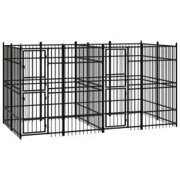 Outdoor Dog Kennel Steel 79.3 ftÂ² - Black
