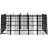 Outdoor Dog Kennel Steel 198.4 ftÂ² - Black