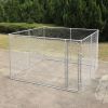 Outdoor Dog Kennel for Medium to Large Sized Animals, Heavy Duty Pet Playpen Kit with Lockable Door - Silver - Large