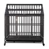 37"L x 41"H Heavy Duty Metal Dog Kennel Cage Crate with 4 Universal Wheels, Openable Pointed Top and Front Door, Black - black