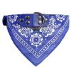 Cute Adjustable Small Dog Collars Puppy Pet Slobber Towel Outdoor Cat Collar Dog Bandana - Navy Blue - L