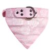 Cute Adjustable Small Dog Collars Puppy Pet Slobber Towel Outdoor Cat Collar Dog Bandana - Pink - L