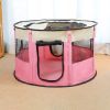 Portable Pet Soft Playpen, Pop up Tent Indoor & Outdoor Use Durable Paw Kennel Cage, Waterproof Bottom Removable Top Puppy Pen - pink