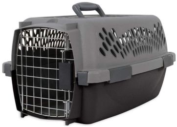 Aspen Pet Fashion Pet Porter Kennel Dark Gray and Black (Size: Up to 10 lbs)