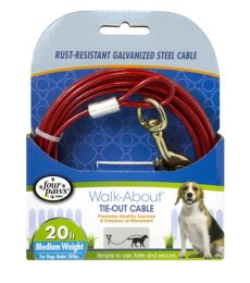 Four Paws Walk-About Tie-Out Cable Medium Weight for Dogs up to 50 lbs (Size: 20' Long)