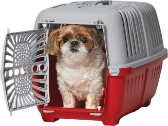 MidWest Spree Plastic Door Travel Carrier Red Pet Kennel (Size: Small - 1 count)