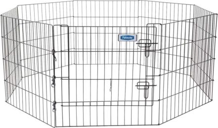 Petmate Exercise Pen Single Door with Snap Hook Design and Ground Stakes for Dogs Black (Size: 24" tall - 1 count)