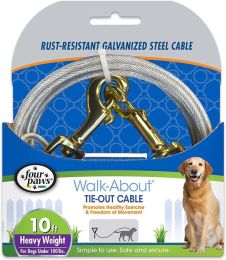 Four Paws Dog Tie Out Cable - Heavy Weight - Black (Size: 10' Long Cable)