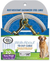 Four Paws Dog Tie Out Cable - Heavy Weight - Black (Size: 20' Long Cable)