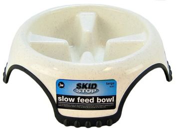 JW Pet Skid Stop Slow Feed Bowl (Size: Large - 10.5" Wide x 3" High (5 cups))