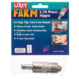 Lixit Water Nipple for Pets, Farm & Zoo Animals (Size: L-70 - (MPT - Fits 1/2" Pipe Fitting))