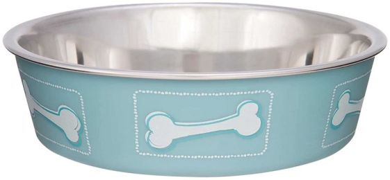 Loving Pets Stainless Steel & Coastal Blue Bella Bowl with Rubber Base (Size: Small - 1.25 Cups (5.5"D x 2"H))