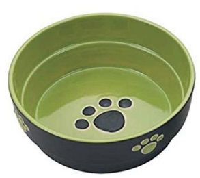 Spot Ceramic Black and Green Fresco Paw Print 5" Dog Dish (Size: 1 count)